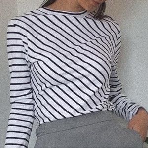 Premium knit striped print tee